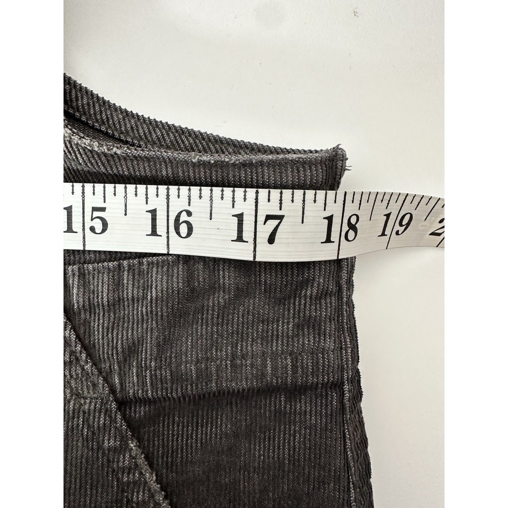 Aerie Overalls Women's Medium Corduroy Raw Hem Patch Pockets Dark Gray - Picture 7 of 10